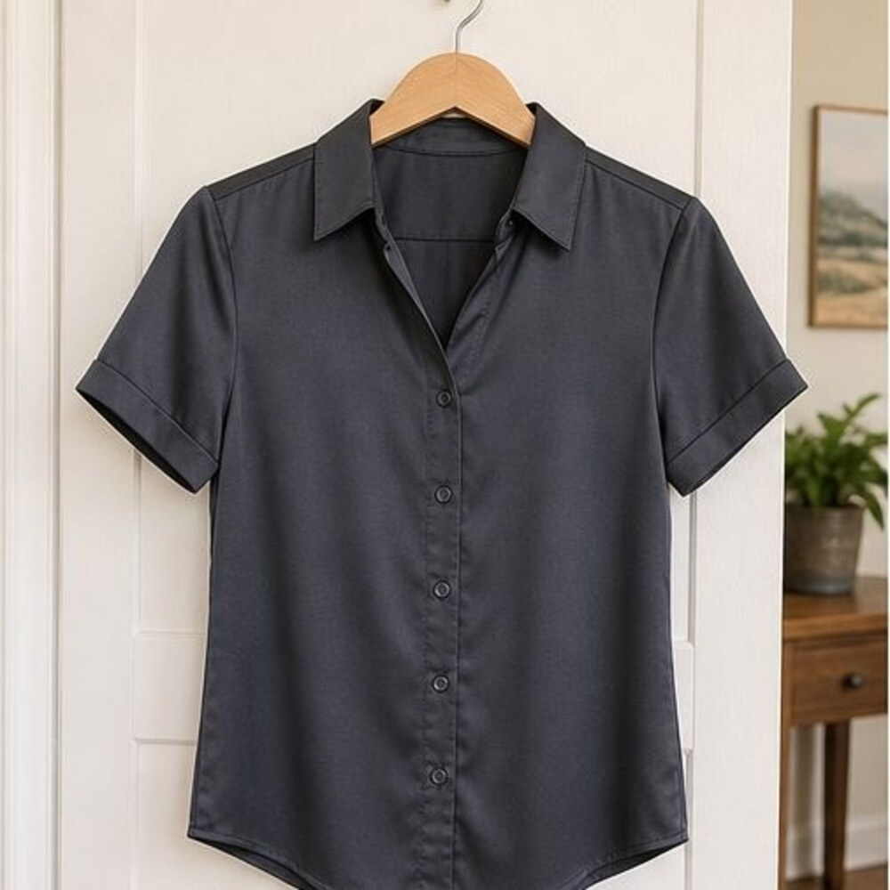 Charcoal Lace Trim Top